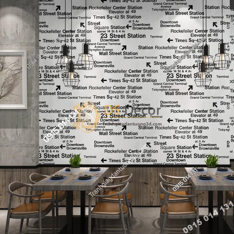 Giấy dán tường chữ cái Phong cách retro 3D207 màu trắng