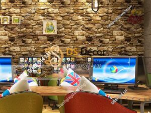 Giấy dán tường giả đá 3D màu vàng 3D192