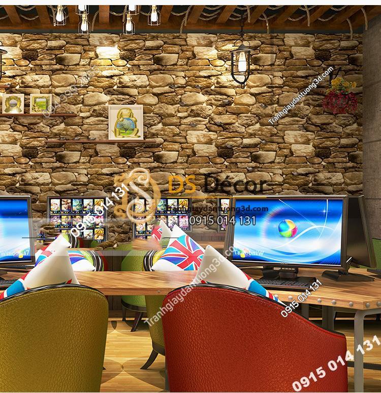 Giấy dán tường giả đá 3D màu vàng 3D192