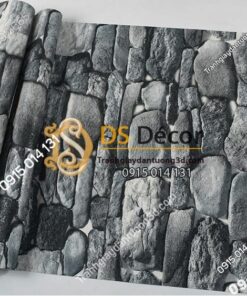 Mặt Giấy dán tường giả đá 3D màu xám 3D192