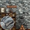 Giấy dán tường giả đá 3D màu xám 3D192