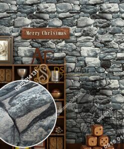 Giấy dán tường giả đá 3D màu xám 3D192