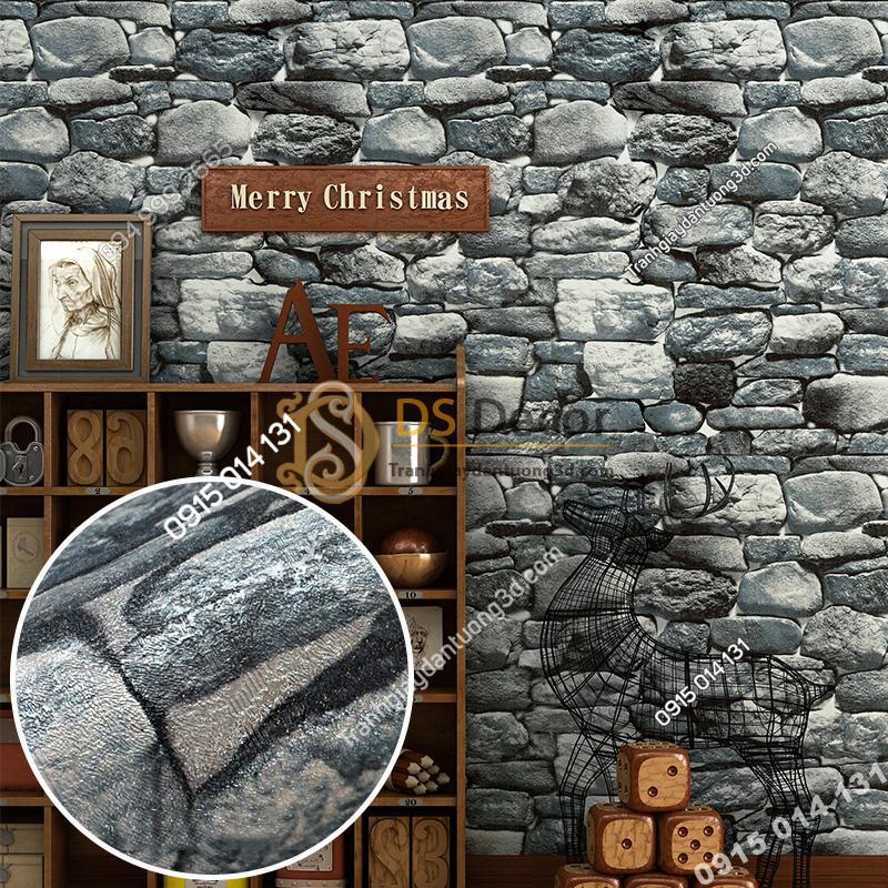 Giấy dán tường giả đá 3D màu xám 3D192