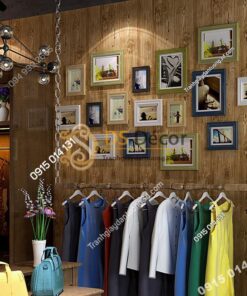 Giấy dán tường giả gỗ xám nâu 3D202 màu nâu vàng