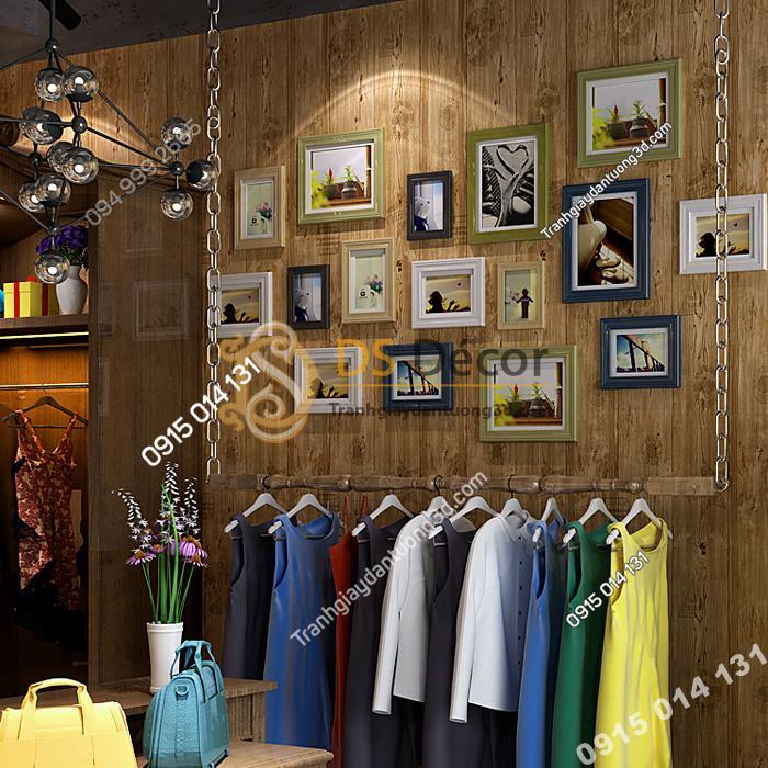 Giấy dán tường giả gỗ xám nâu 3D202 màu nâu vàng