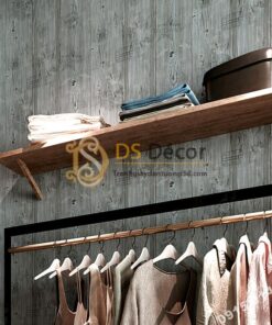 Giấy dán tường giả gỗ xám nâu 3D202 màu xám
