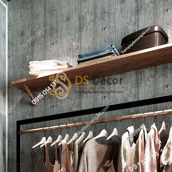 Giấy dán tường giả gỗ xám nâu 3D202 màu xám