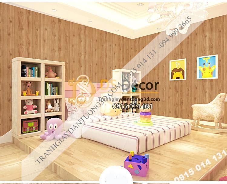 Giấy dán tường vân gỗ 3D190 trang trí phòng bé