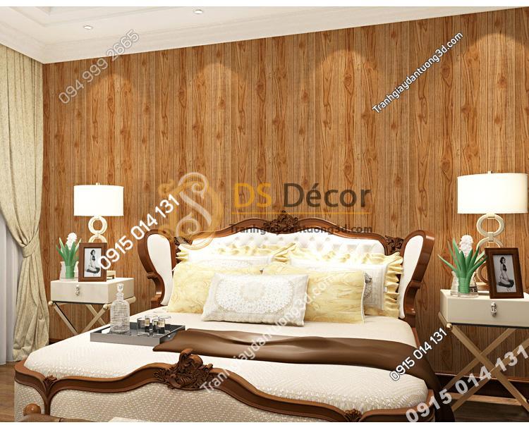 Giấy dán tường vân gỗ 3D190 trang trí phòng ngủ