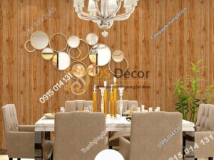 Giấy dán tường vân gỗ 3D190 trang trí phòng ăn