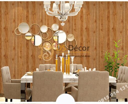Giấy dán tường vân gỗ 3D190 trang trí phòng ăn
