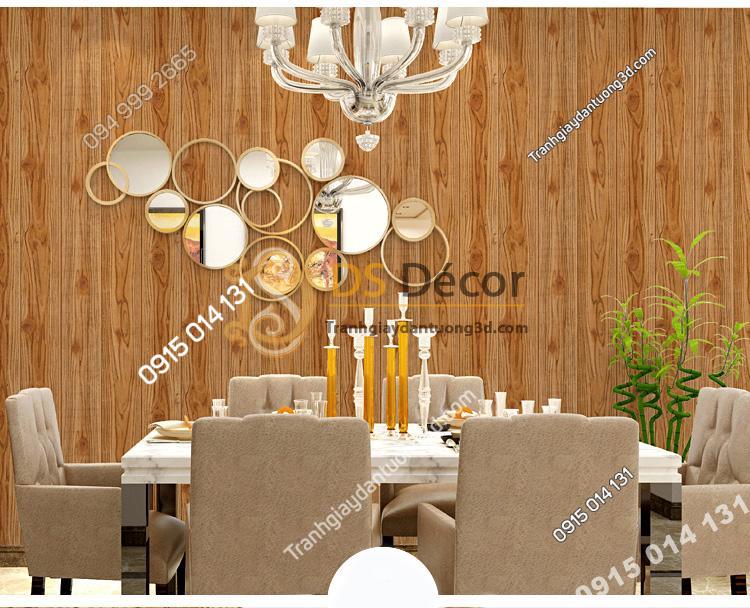 Giấy dán tường vân gỗ 3D190 trang trí phòng ăn