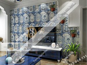 Giấy dán tường giả gạch Bohemian Tây Tạng độc đáo 3D208 màu xanh đậm
