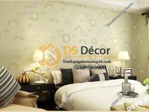 Giấy dán tường hoa bồ công anh to 3D194 màu vàng nhạt