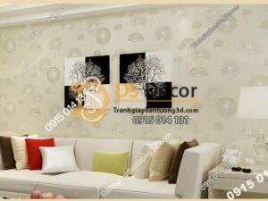 Giấy dán tường hoa bồ công anh to 3D194 màu xanh nhạt