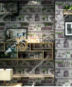 Giấy dán tường họa tiết chậu hoa độc đáo 3D205 trang trí quán trà sữa