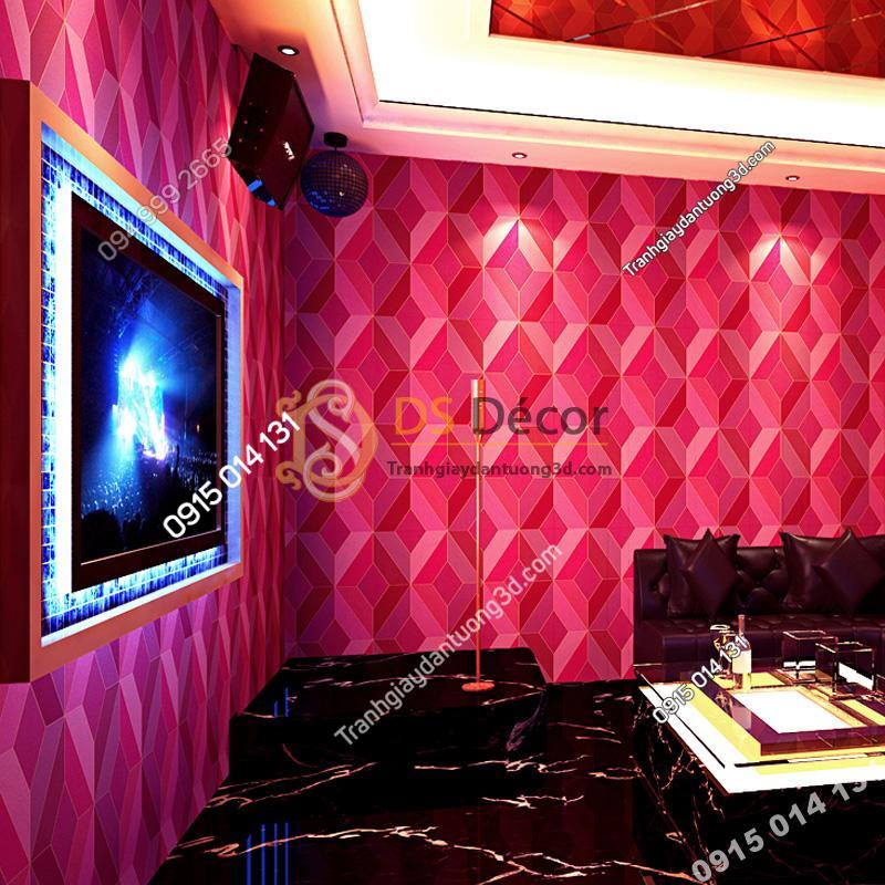 Giấy dán tường họa tiết khổi kim cương màu hồng 3D - 3D199