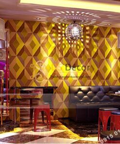 Giấy dán tường họa tiết khổi kim cương màu vàng 3D - 3D199
