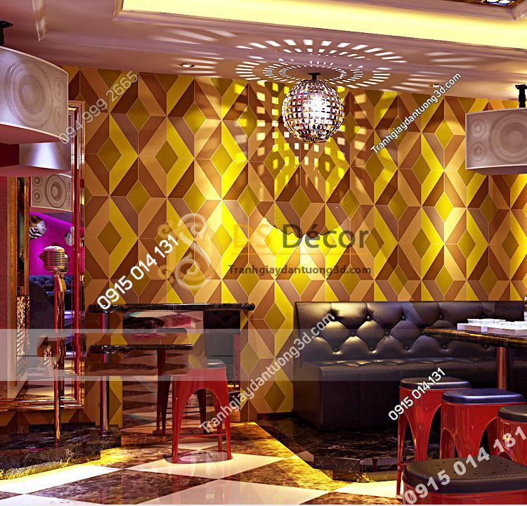 Giấy dán tường họa tiết khổi kim cương màu vàng 3D - 3D199