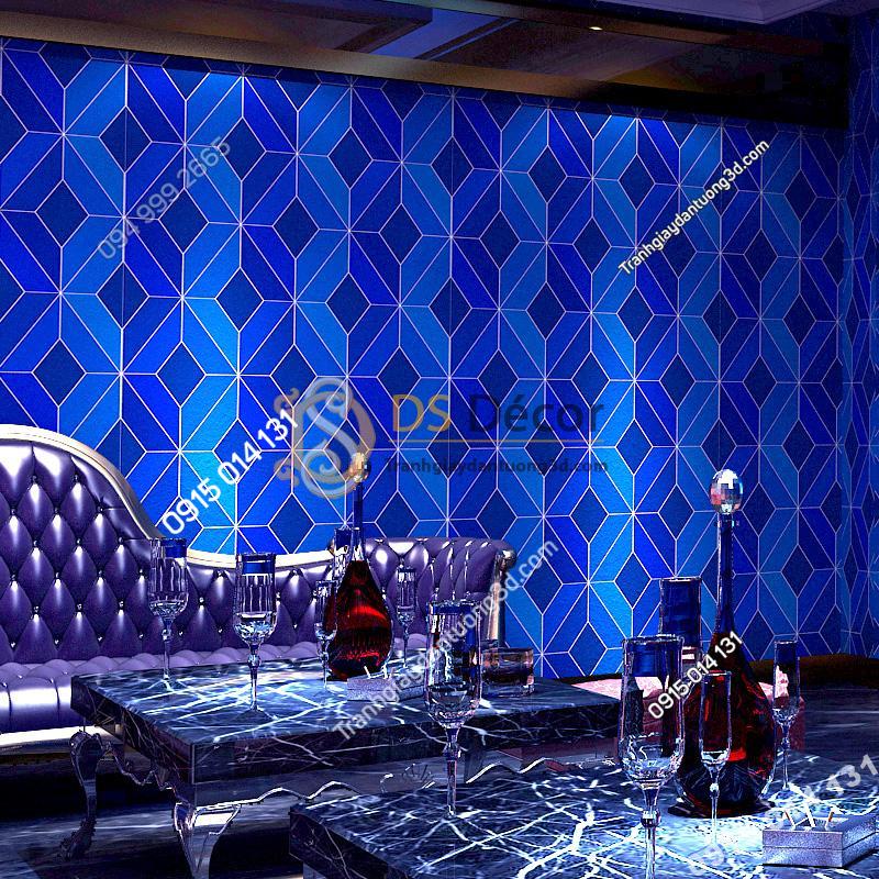 Giấy dán tường họa tiết khổi kim cương màu xanh dương 3D - 3D199