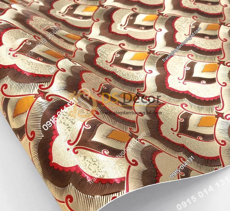 Giấy dán tường họa tiết phật giáo trang trí đền chùa phòng thờ 3D195 màu nâu