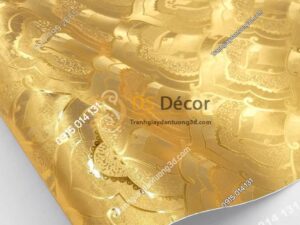 Giấy dán tường họa tiết phật giáo trang trí đền chùa phòng thờ 3D195 màu vàng