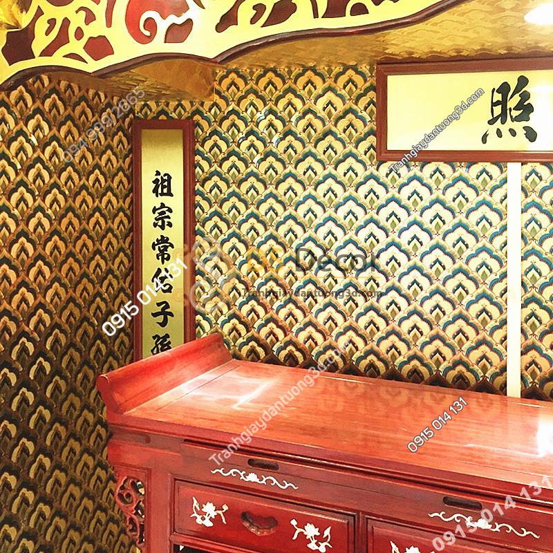 Giấy dán tường họa tiết phật giáo trang trí đền chùa phòng thờ 3D195