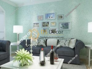 Giấy dán tường kiểu nhám sơn gai 3D204 màu xanh nước biển