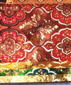 Giấy dán tường phòng thờ hoa cổ điển 3D197 màu đỏ