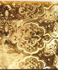 Giấy dán tường phòng thờ hoa cổ điển 3D197 màu vàng