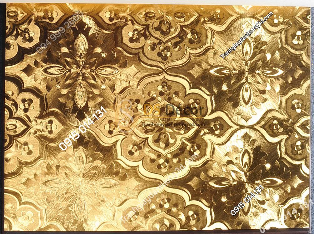 Giấy dán tường phòng thờ hoa cổ điển 3D197 màu vàng