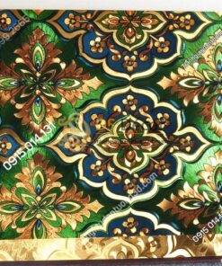 Giấy dán tường phòng thờ hoa cổ điển 3D197 màu xanh