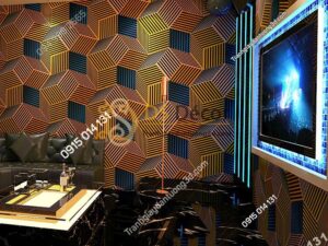 Giấy dán tường quán karaoke hình hộp 3 chiều 3D201- màu cam