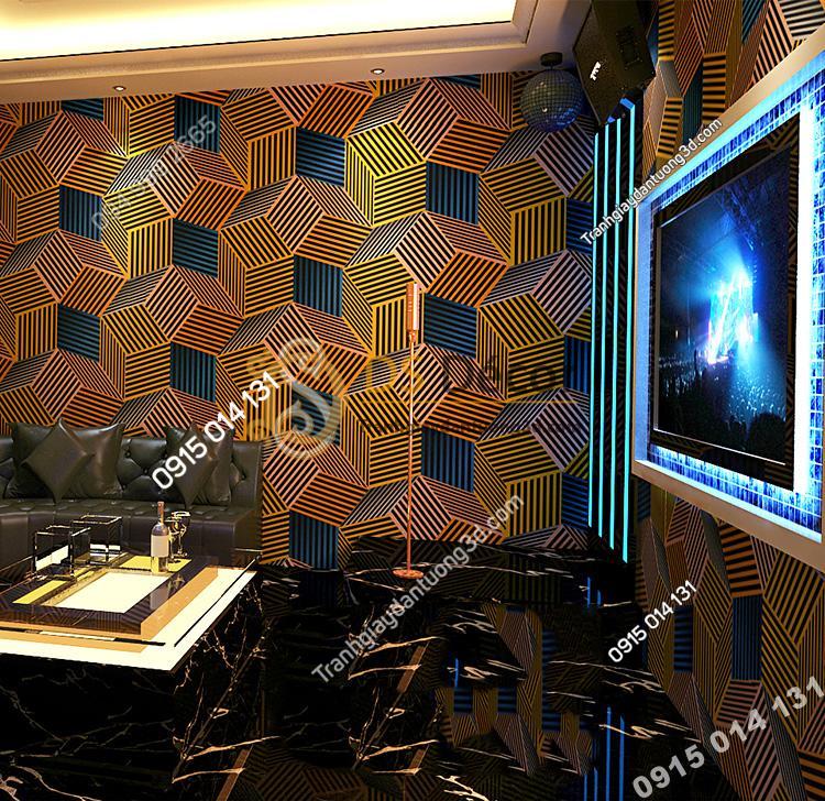 Giấy dán tường quán karaoke hình hộp 3 chiều 3D201- màu cam