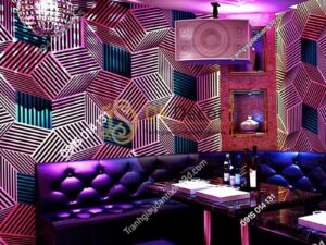 Giấy dán tường quán karaoke hình hộp 3 chiều 3D201- màu tím