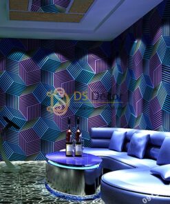 Giấy dán tường quán karaoke hình hộp 3 chiều 3D201- màu xanh