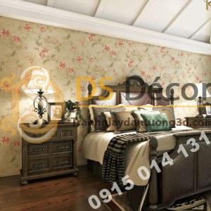 Giấy Dán Tường Hoa Hồng Continental Damascus 3D193 màu be trang trí phòng ngủ