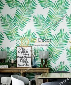 Giấy dán tường lá vạn tuế xanh 3D209