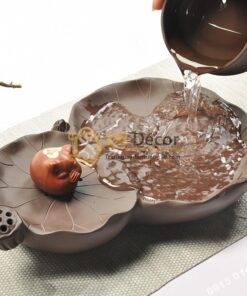 Khay trà hình lá sen kt01