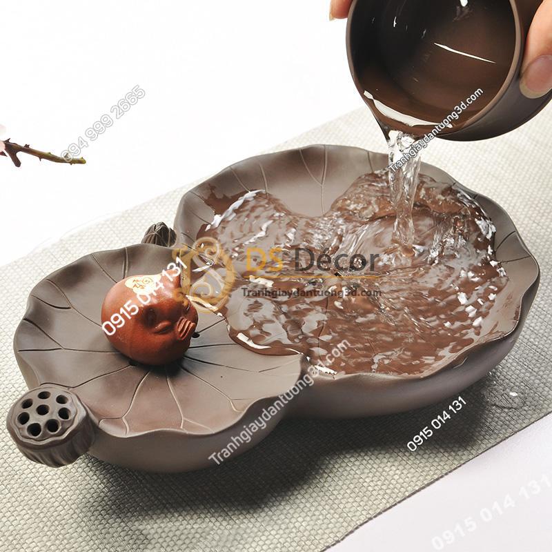 Khay trà hình lá sen kt01
