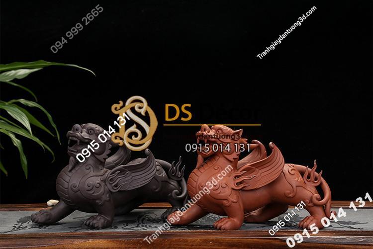 Tượng Kỳ lân trang trí DTT05 màu đỏ đen