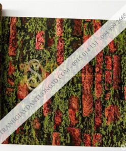 Bề mặt giấy dán tường 3D gạch đỏ mọc rêu 3D210