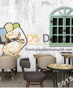 Cửa sổ gỗ trang trí quán cafe trà sữa CS01