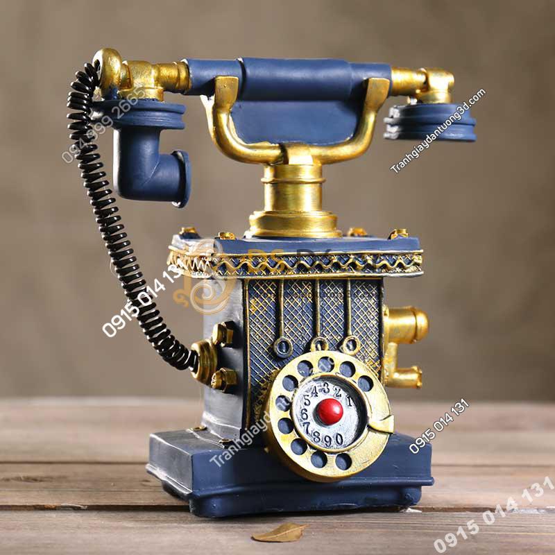 Điện thoại cổ trang trí quán cafe DC01 màu xanh
