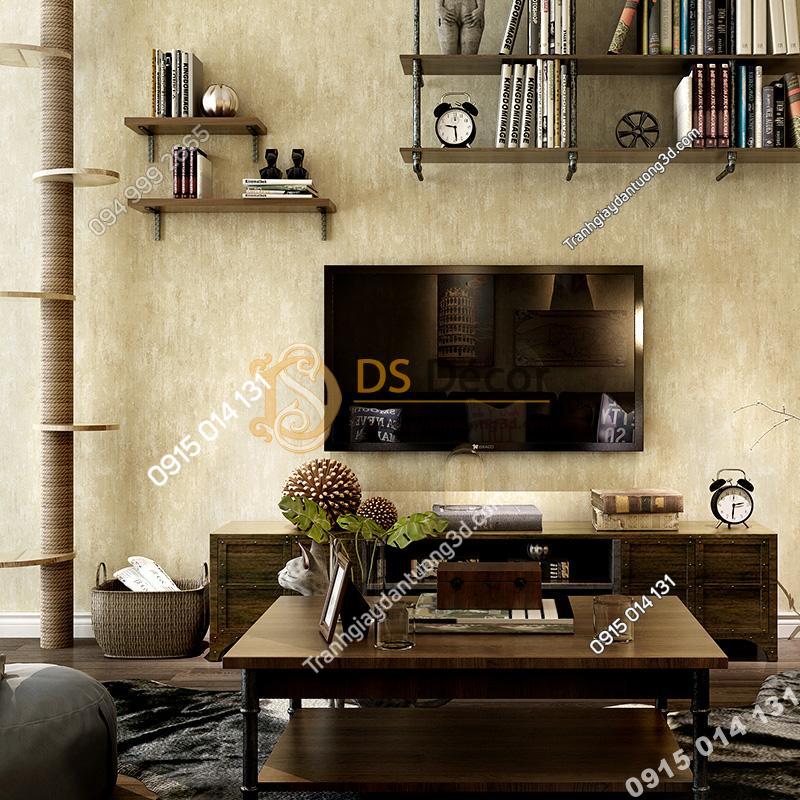 Giấy dán tường giả bê tông xi măng 3D217 màu nâu nhạt
