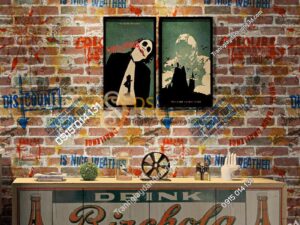 Giấy dán tường giả gạch graffiti hip hop 3D216 màu đỏ