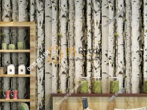 Giấy dán tường giả rừng gỗ bạch dương trắng 3D223