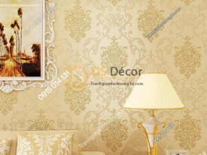 Giấy dán tường hoa cổ điển sang trọng 3D19 màu be