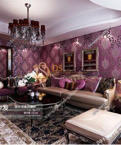 Giấy dán tường hoa cổ điển sang trọng 3D19 màu tím