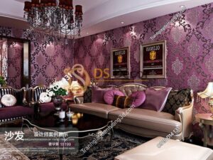 Giấy dán tường hoa cổ điển sang trọng 3D19 màu tím